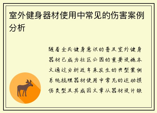 室外健身器材使用中常见的伤害案例分析